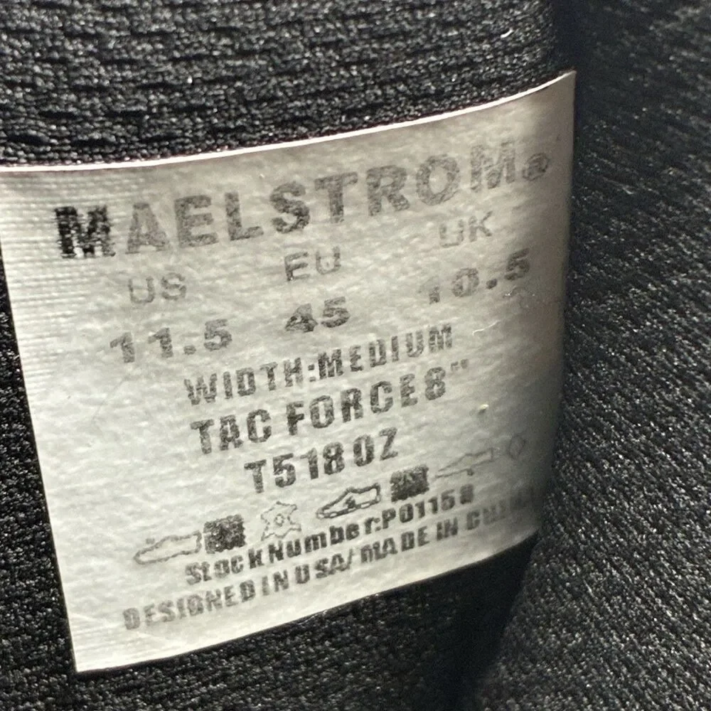 MAELSTROM Tac Force / Tactical 8” Boots Black Zipper Men’s Size US 11.5 Lace Up